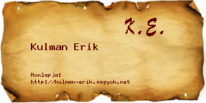 Kulman Erik névjegykártya